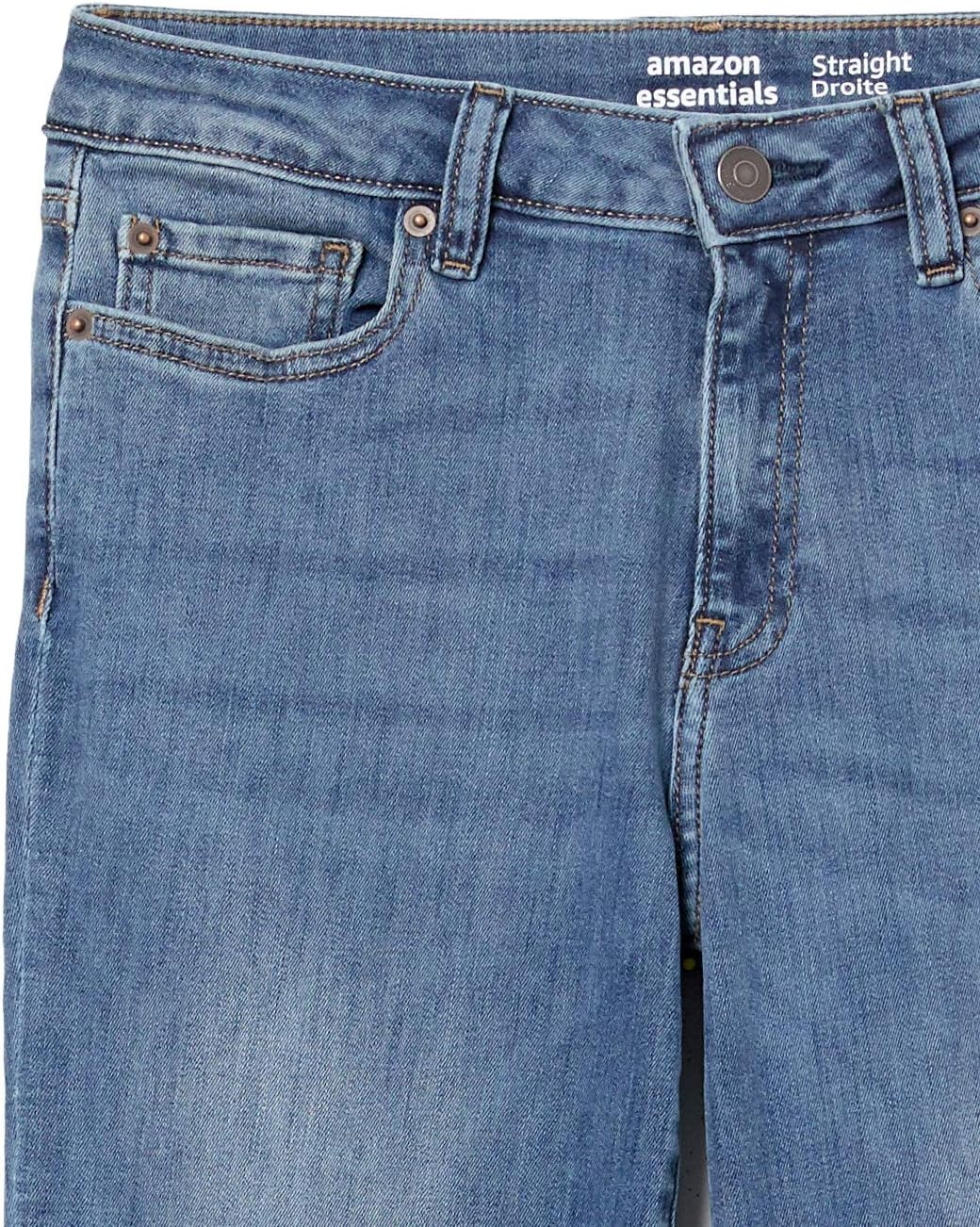 image:imageAmazon Essentials Womens Mid Rise Slim Straight Stretch Denim Jeans Discontinued ColorsNew Light Wash