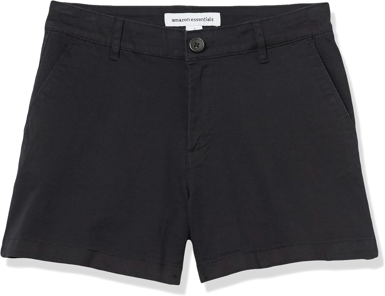 image:imageAmazon Essentials Womens MidRise SlimFit 35 Inch Inseam Stretch Cotton Khaki ShortsBlack