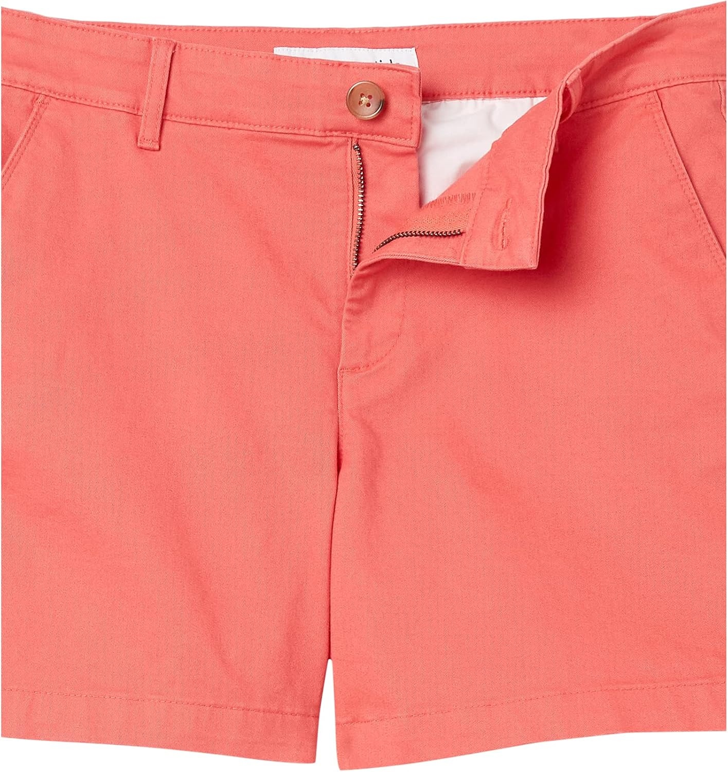 image:imageAmazon Essentials Womens MidRise SlimFit 5 Inch Inseam Khaki Shorts Available in Straight and Curvy FitsCoral Pink