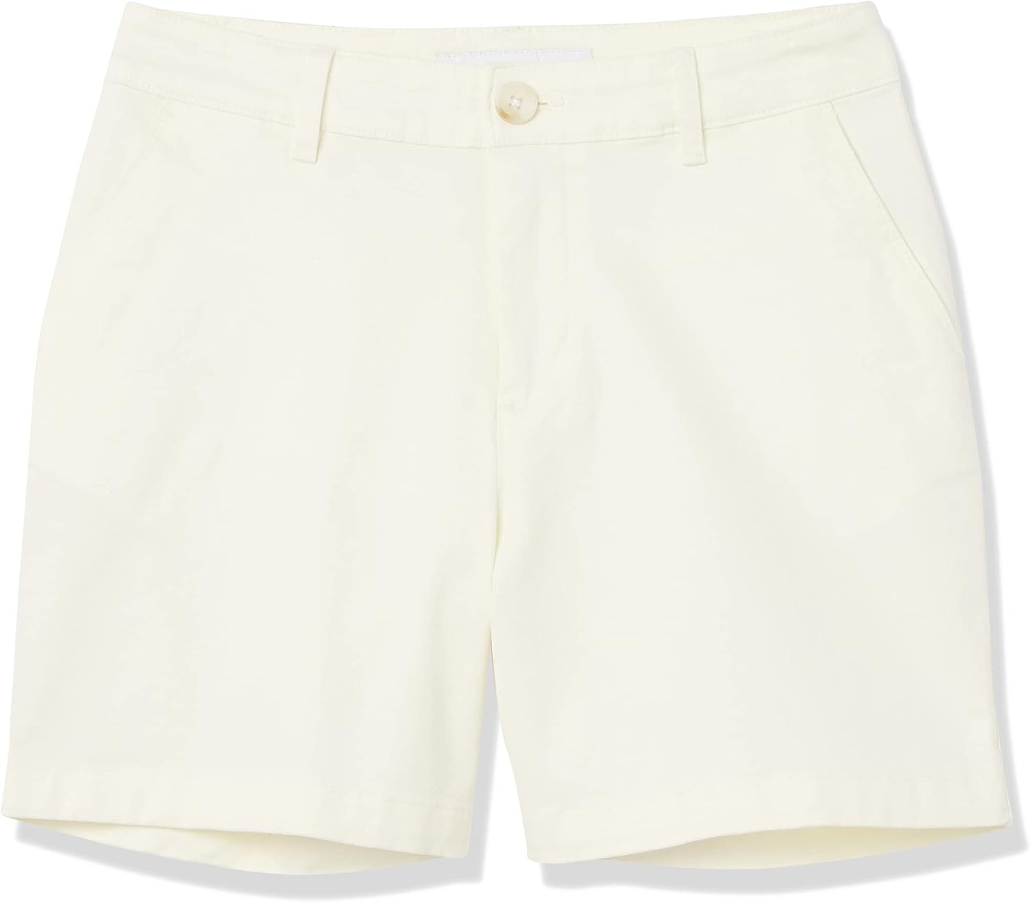 image:imageAmazon Essentials Womens MidRise SlimFit 5 Inch Inseam Khaki Shorts Available in Straight and Curvy FitsCream