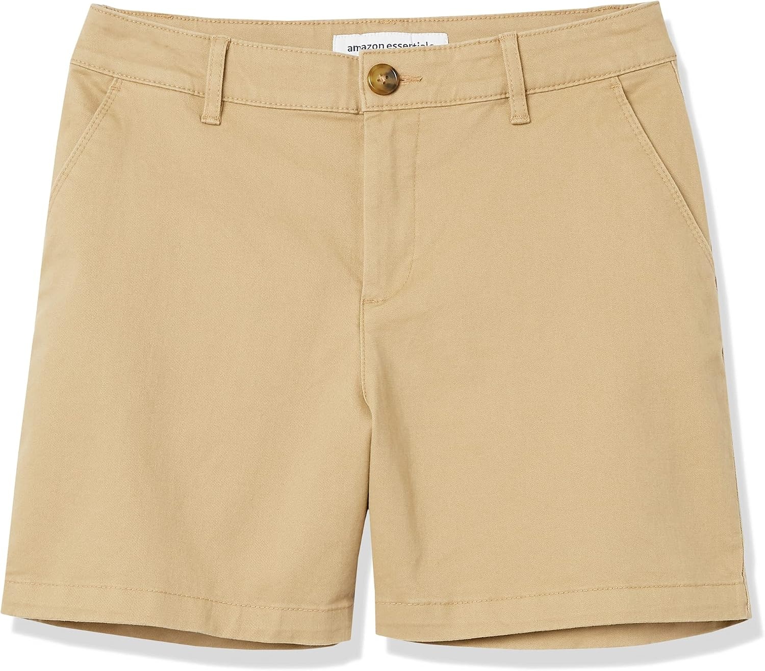 image:imageAmazon Essentials Womens MidRise SlimFit 5 Inch Inseam Khaki Shorts Available in Straight and Curvy FitsKhaki Brown