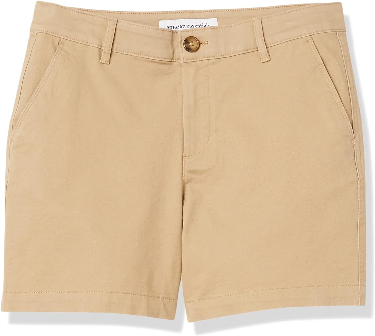 image:imageAmazon Essentials Womens MidRise SlimFit 5 Inch Inseam Khaki Shorts Available in Straight and Curvy FitsKhaki Brown