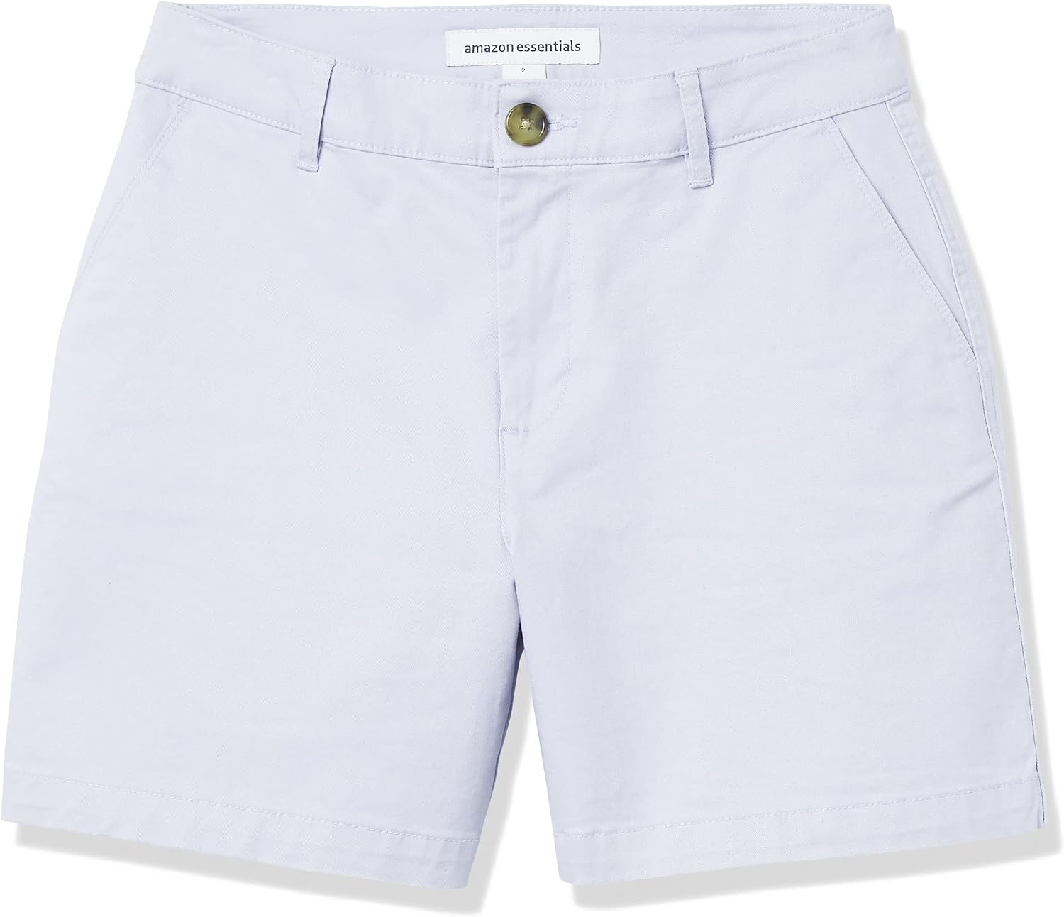 image:imageAmazon Essentials Womens MidRise SlimFit 5 Inch Inseam Khaki Shorts Available in Straight and Curvy FitsLight Blue