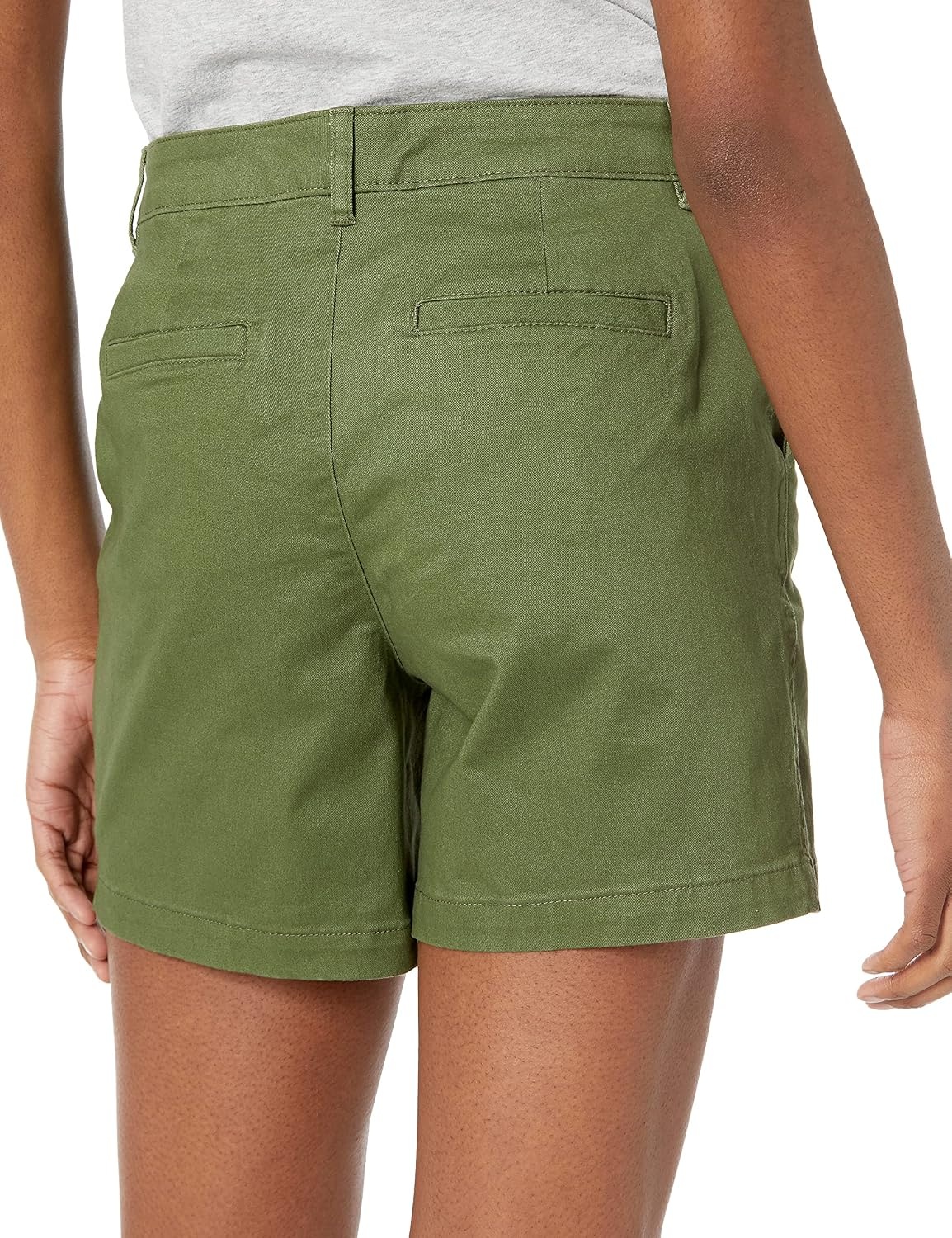 image:imageAmazon Essentials Womens MidRise SlimFit 5 Inch Inseam Khaki Shorts Available in Straight and Curvy FitsOlive