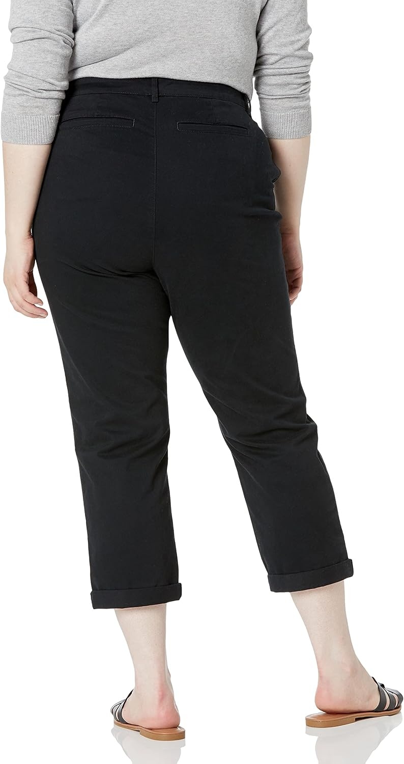 image:imageAmazon Essentials Womens MidRise SlimFit Stretchy Khaki Pants Available in Plus SizeBlack