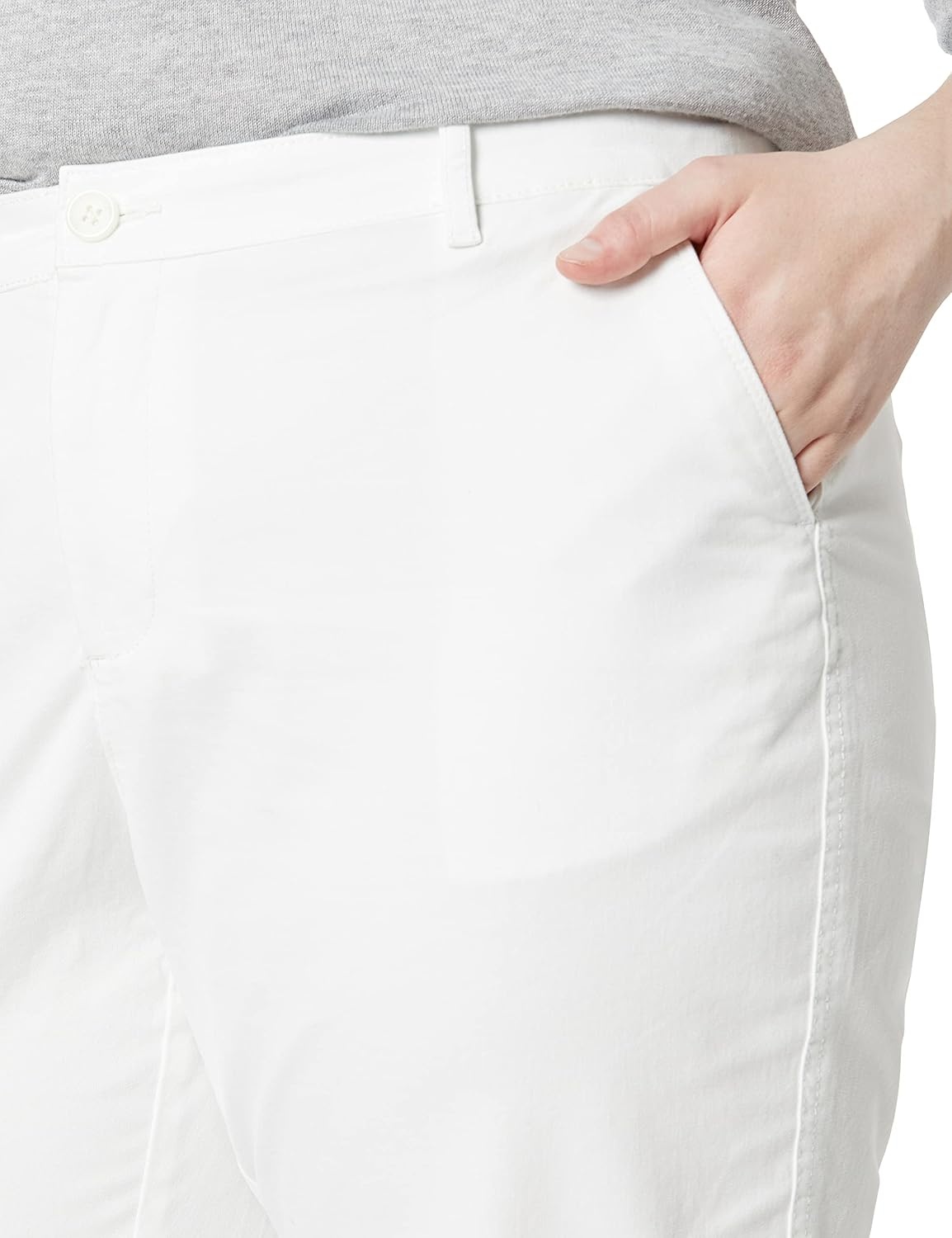 image:imageAmazon Essentials Womens MidRise SlimFit Stretchy Khaki Pants Available in Plus SizeBright White