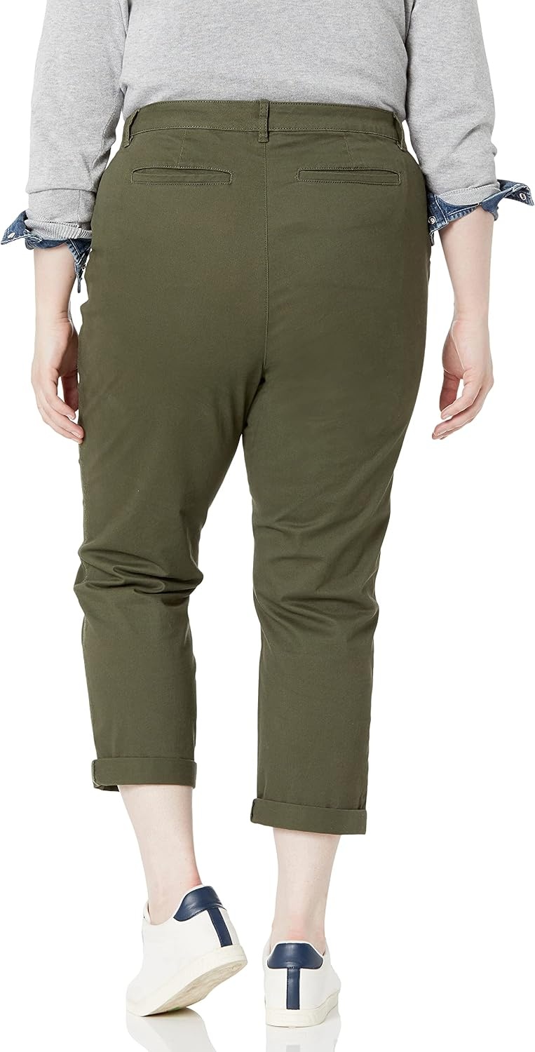 image:imageAmazon Essentials Womens MidRise SlimFit Stretchy Khaki Pants Available in Plus SizeDark Olive