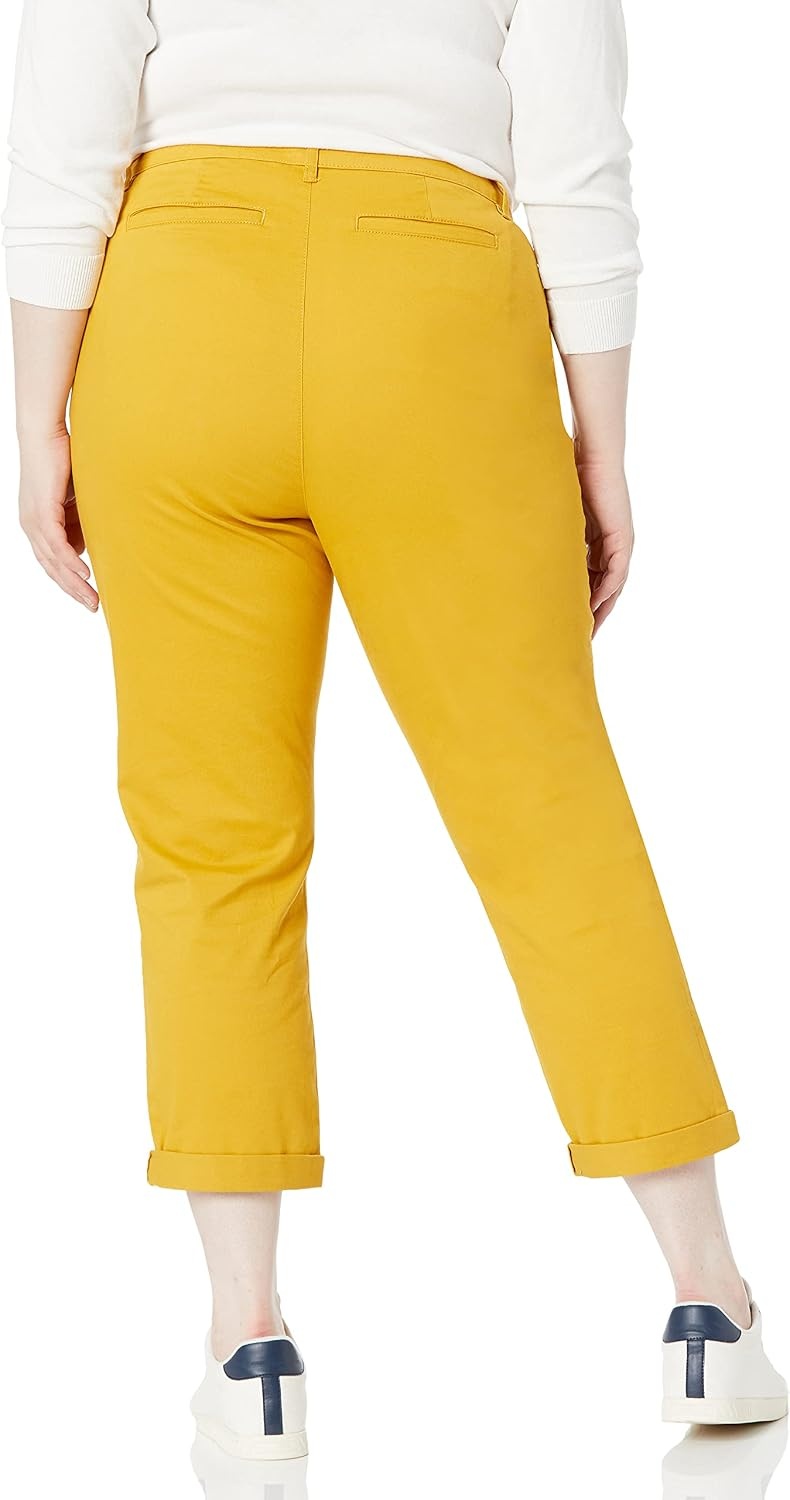 image:imageAmazon Essentials Womens MidRise SlimFit Stretchy Khaki Pants Available in Plus SizeDark Yellow