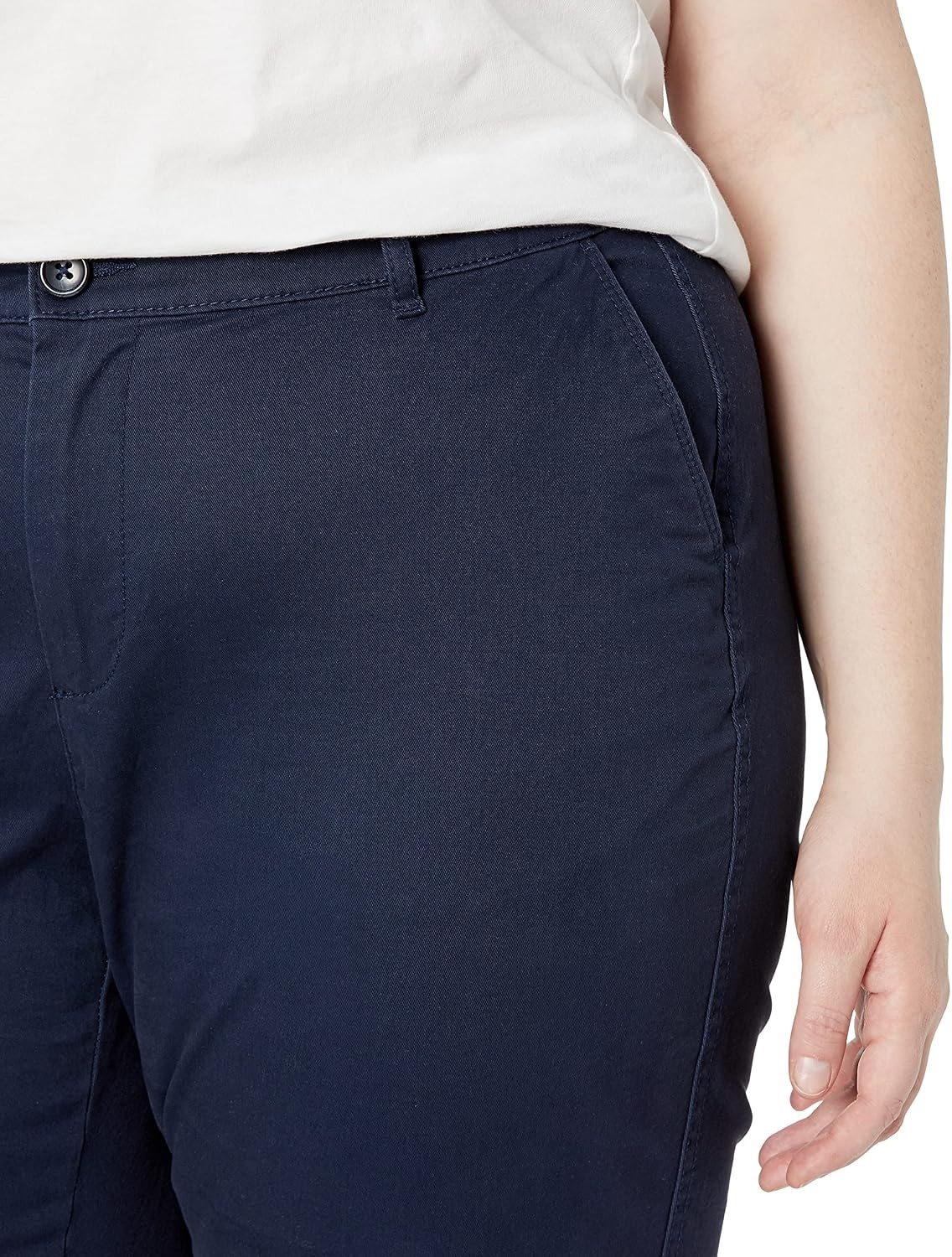 image:imageAmazon Essentials Womens MidRise SlimFit Stretchy Khaki Pants Available in Plus SizeNavy