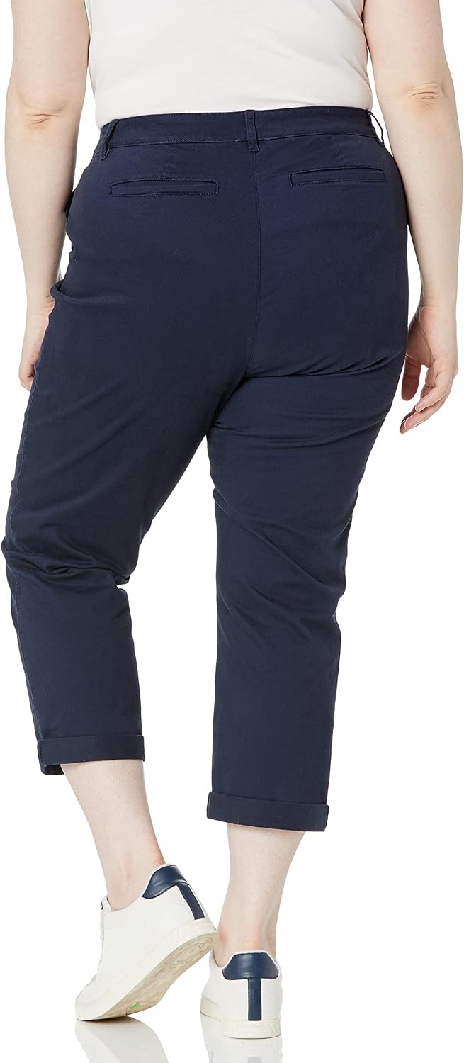 image:imageAmazon Essentials Womens MidRise SlimFit Stretchy Khaki Pants Available in Plus SizeNavy