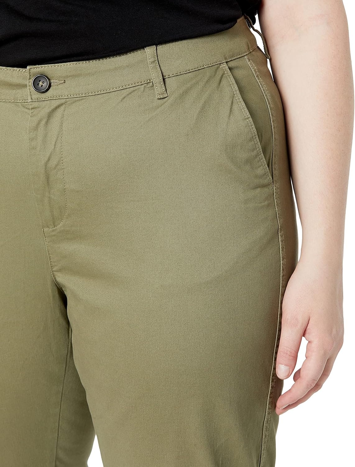 image:imageAmazon Essentials Womens MidRise SlimFit Stretchy Khaki Pants Available in Plus SizeWashed Olive
