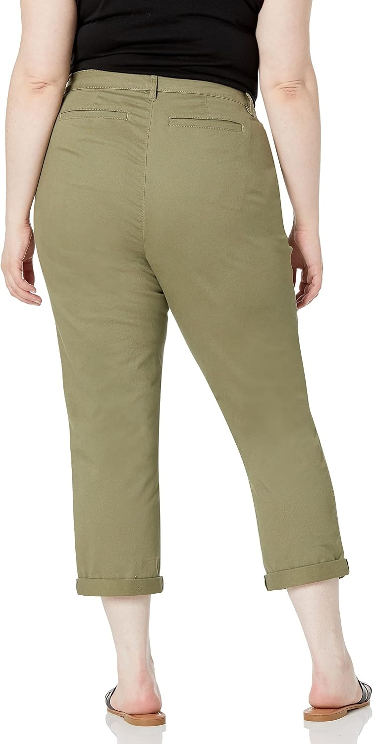 image:imageAmazon Essentials Womens MidRise SlimFit Stretchy Khaki Pants Available in Plus SizeWashed Olive