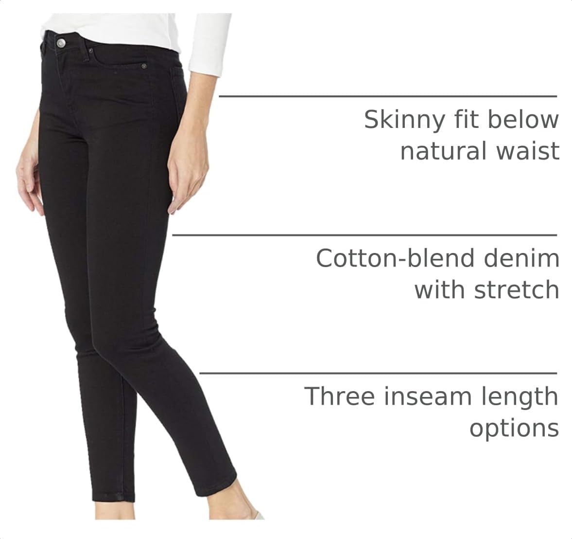 image:imageAmazon Essentials Womens MidRise Stretchy Skinny Denim Jeans 5PocketBlack