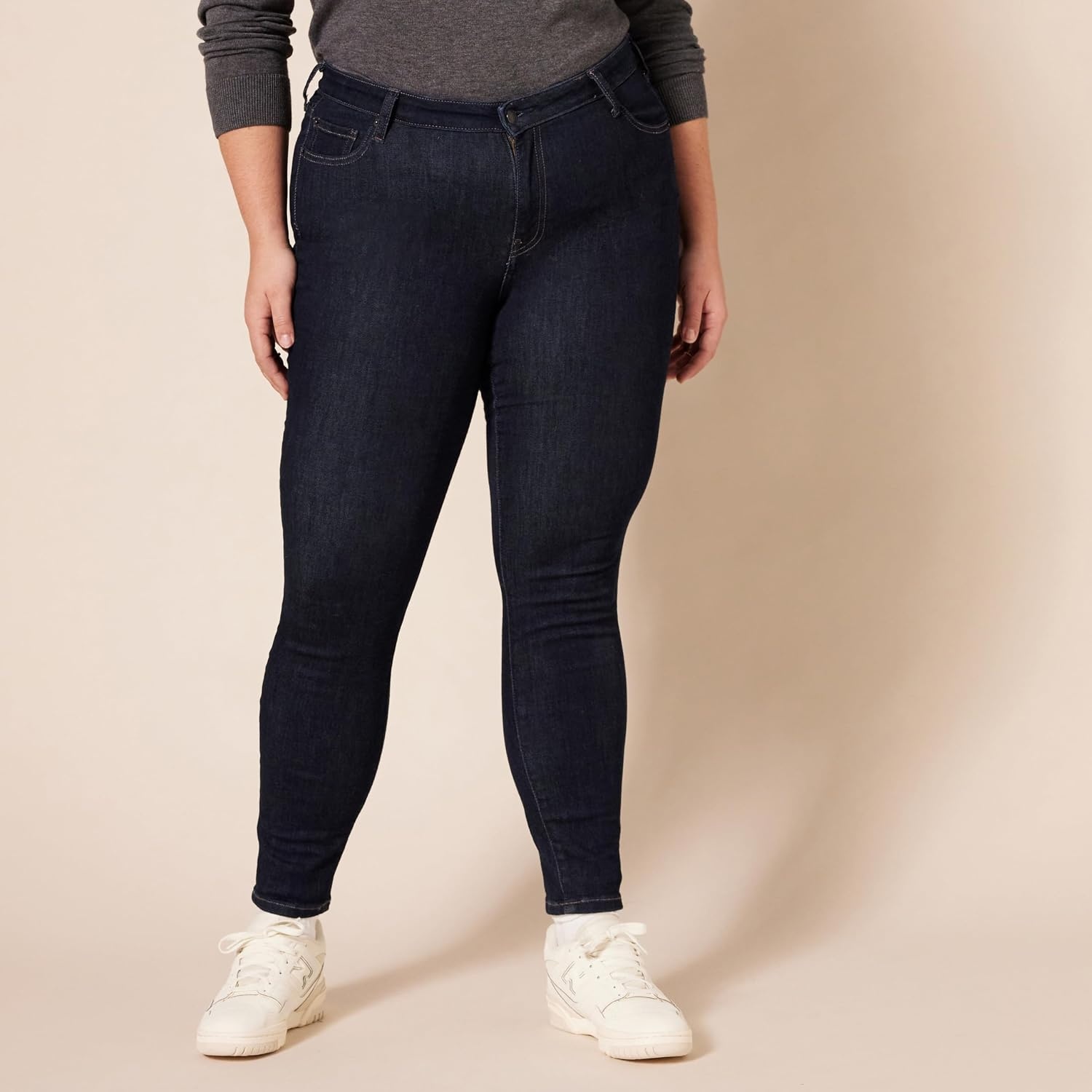 image:imageAmazon Essentials Womens MidRise Stretchy Skinny Denim Jeans 5PocketBlack Rinse