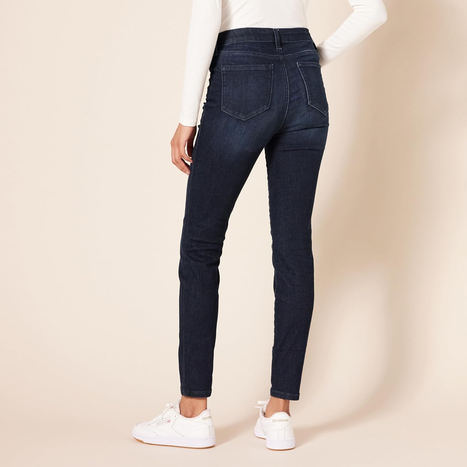 image:imageAmazon Essentials Womens MidRise Stretchy Skinny Denim Jeans 5PocketDark Wash