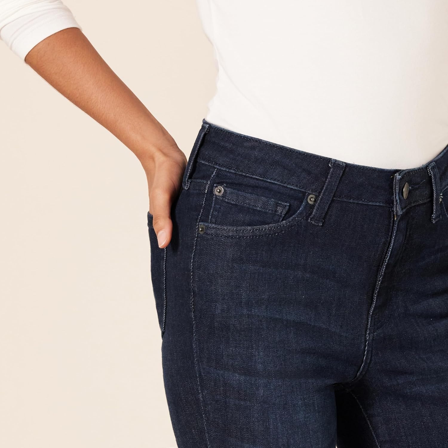 image:imageAmazon Essentials Womens MidRise Stretchy Skinny Denim Jeans 5PocketDark Wash