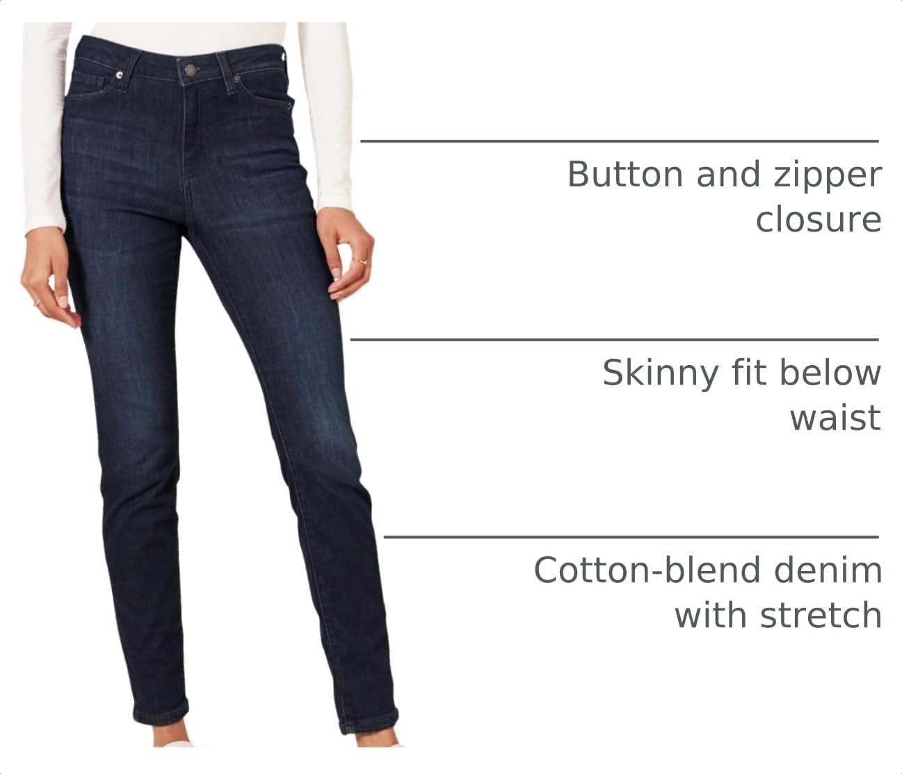 image:imageAmazon Essentials Womens MidRise Stretchy Skinny Denim Jeans 5PocketDark Wash
