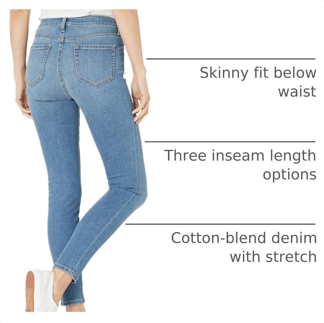 image:imageAmazon Essentials Womens MidRise Stretchy Skinny Denim Jeans 5PocketLight Blue