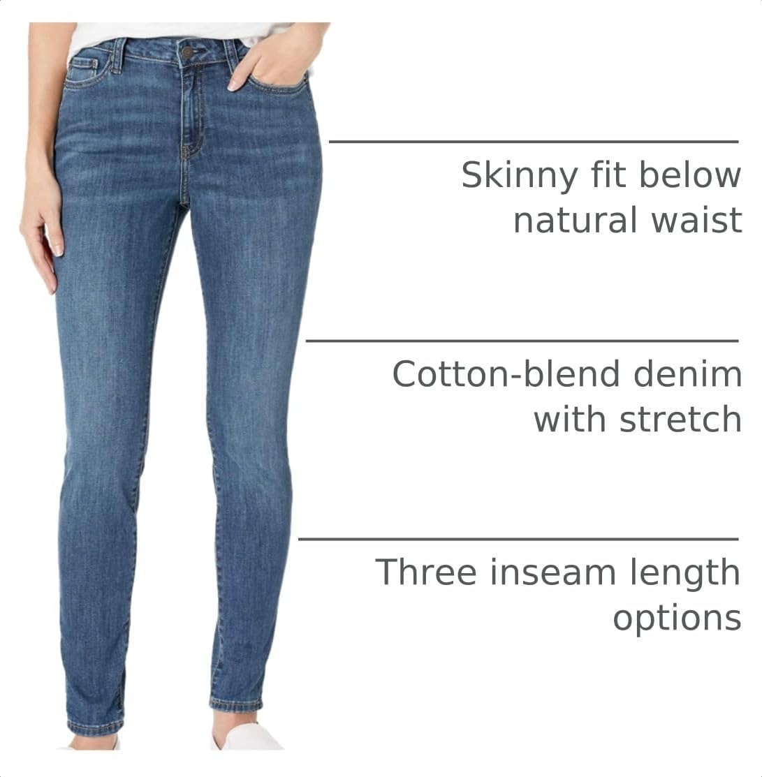 image:imageAmazon Essentials Womens MidRise Stretchy Skinny Denim Jeans 5PocketMedium Wash