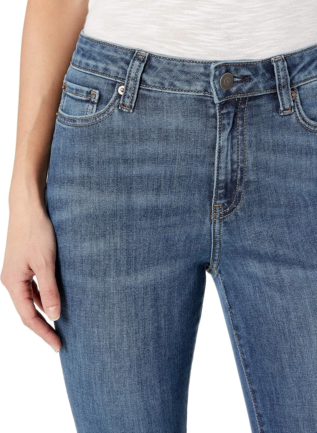 image:imageAmazon Essentials Womens MidRise Stretchy Skinny Denim Jeans 5PocketMedium Wash