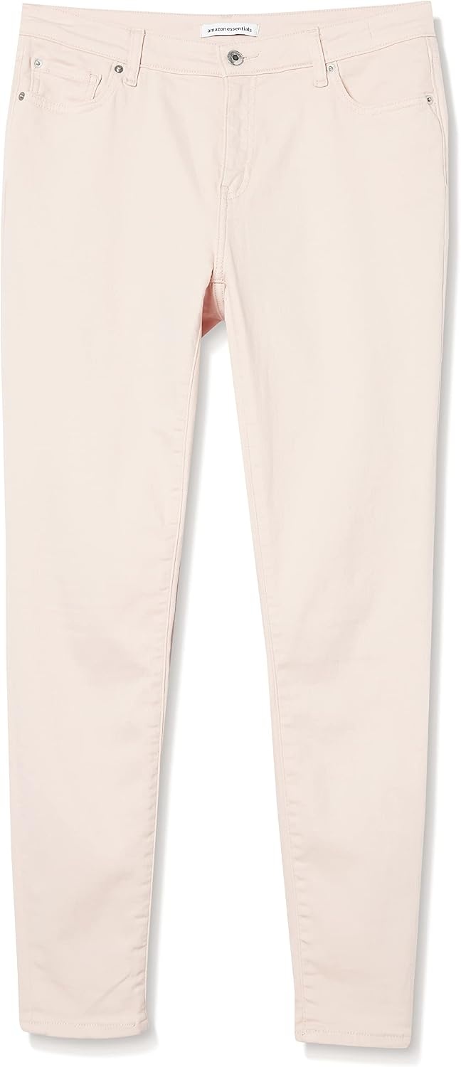 image:imageAmazon Essentials Womens MidRise Stretchy Skinny Denim Jeans 5PocketPale Pink