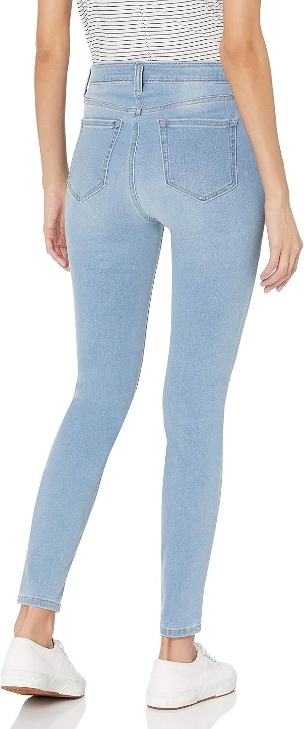 image:imageAmazon Essentials Womens MidRise Stretchy Skinny Denim Jeans 5PocketWashed Blue