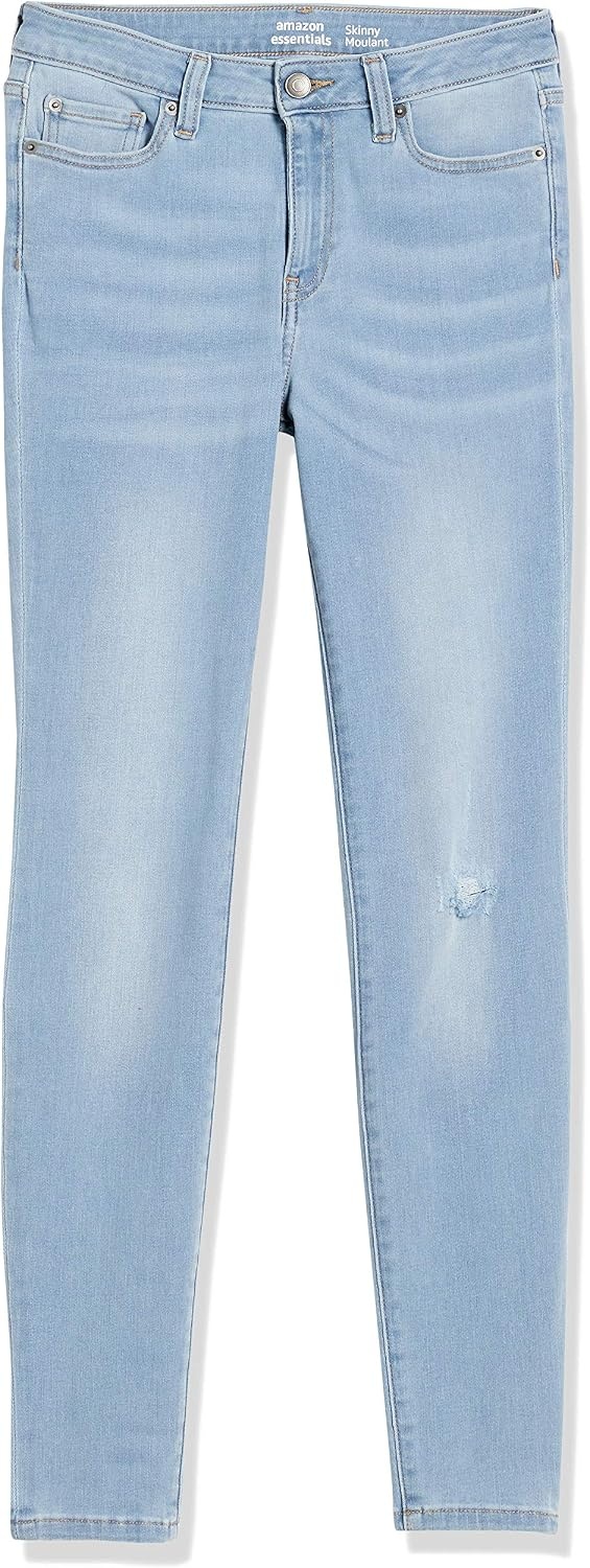 image:imageAmazon Essentials Womens MidRise Stretchy Skinny Denim Jeans 5PocketWashed Blue