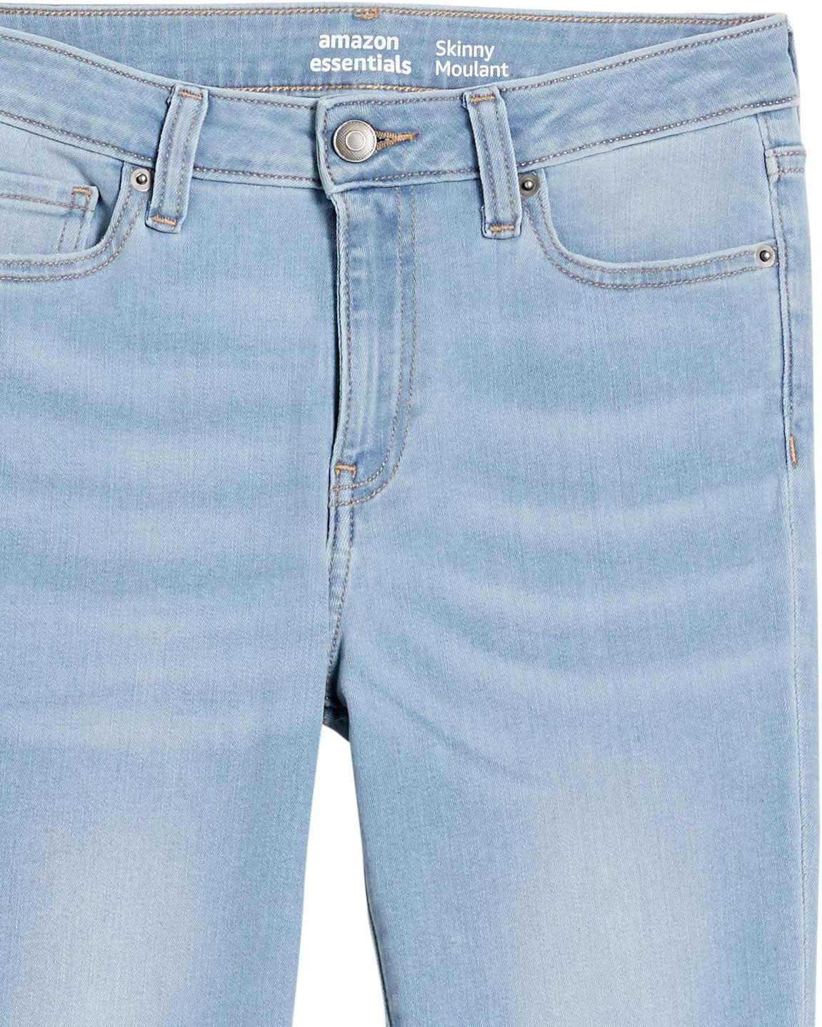 image:imageAmazon Essentials Womens MidRise Stretchy Skinny Denim Jeans 5PocketWashed Blue