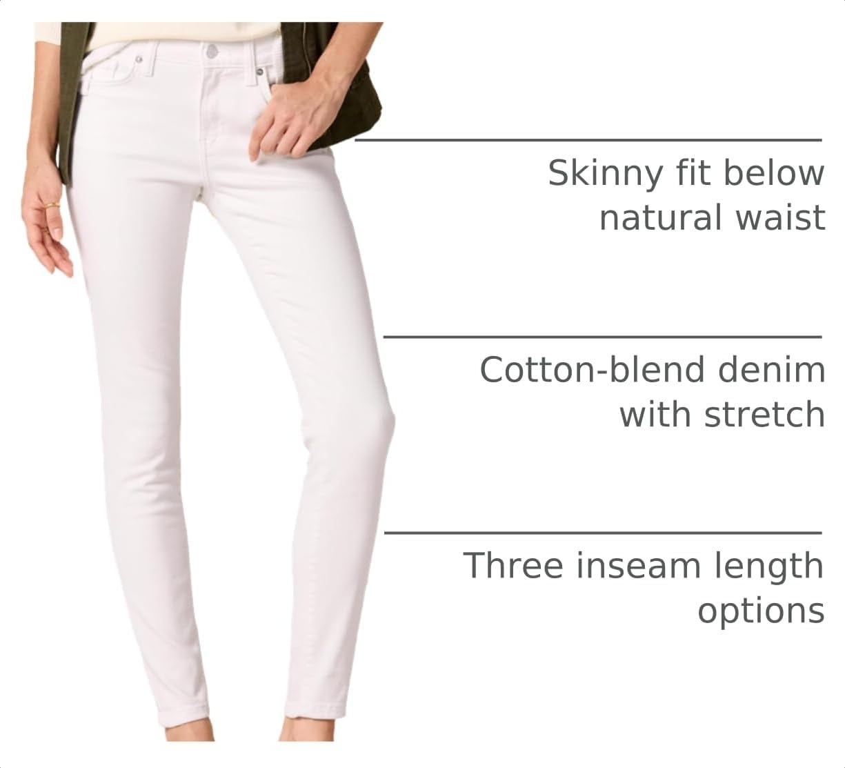 image:imageAmazon Essentials Womens MidRise Stretchy Skinny Denim Jeans 5PocketWhite