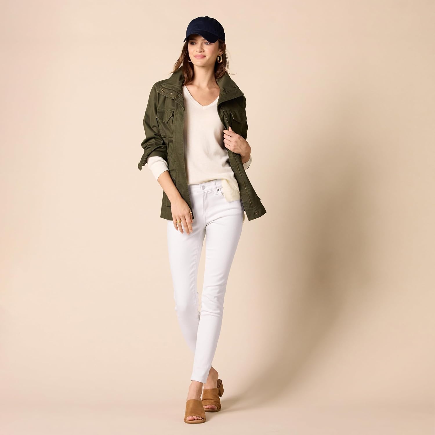 image:imageAmazon Essentials Womens MidRise Stretchy Skinny Denim Jeans 5PocketWhite
