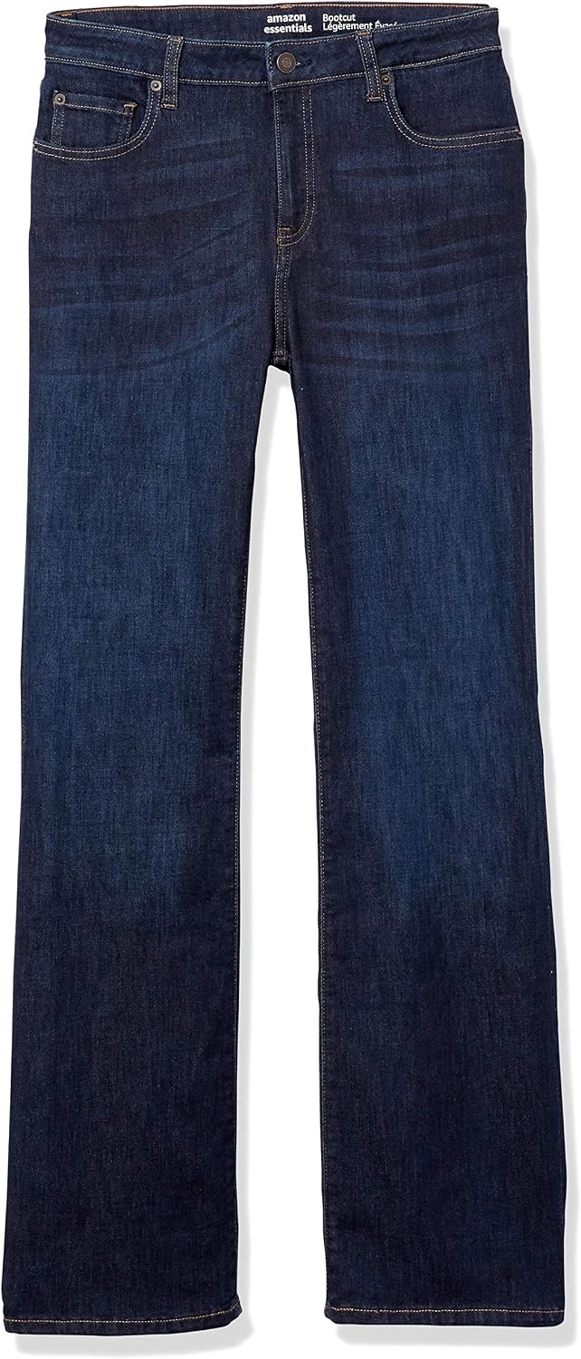 image:imageAmazon Essentials Womens MidRise Stretchy Slim Bootcut Jeans for Ladies Flared Leg Pants Discontinued ColorsNew Dark Wash