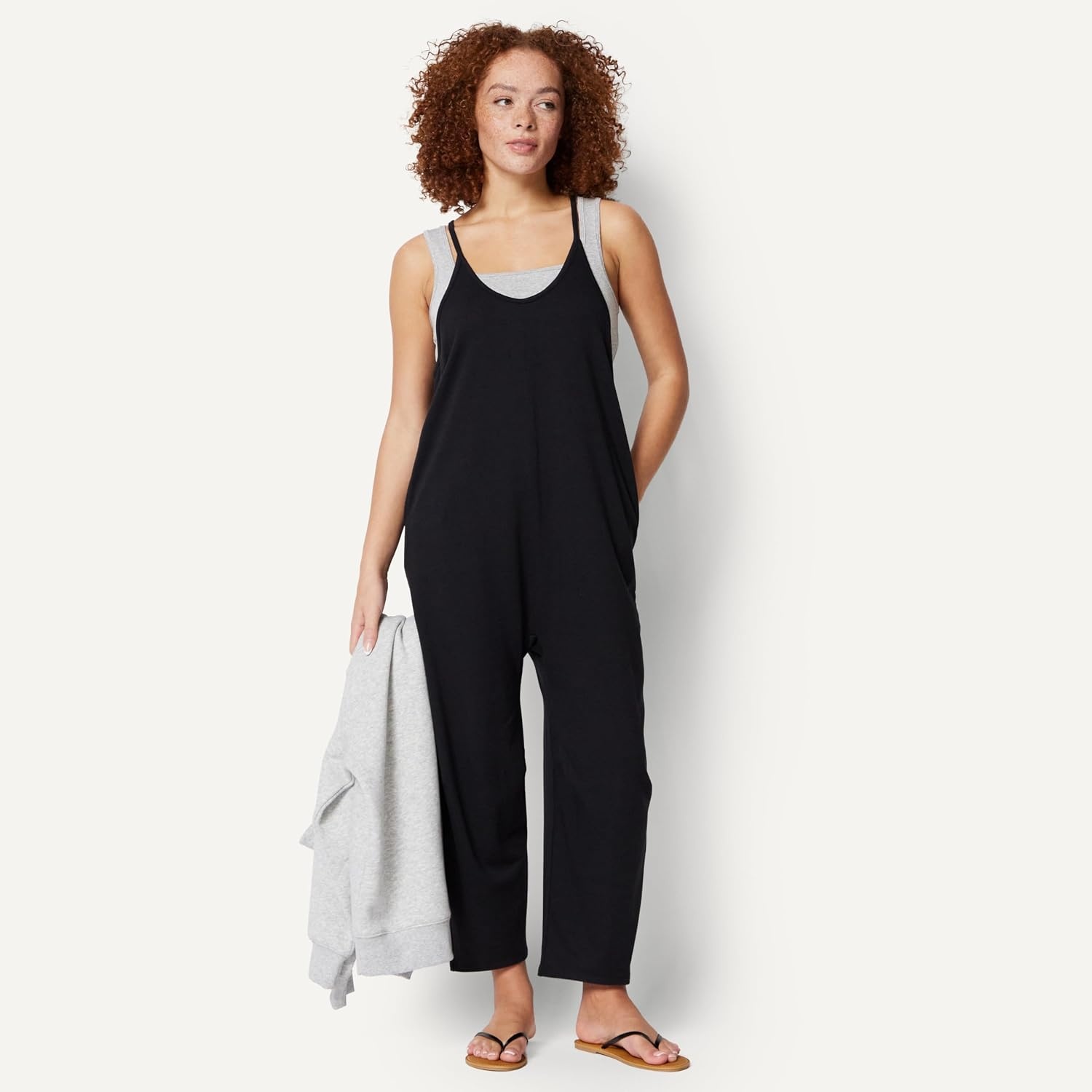 image:imageAmazon Essentials Womens OversizedFit Sleeveless JumpsuitBlack