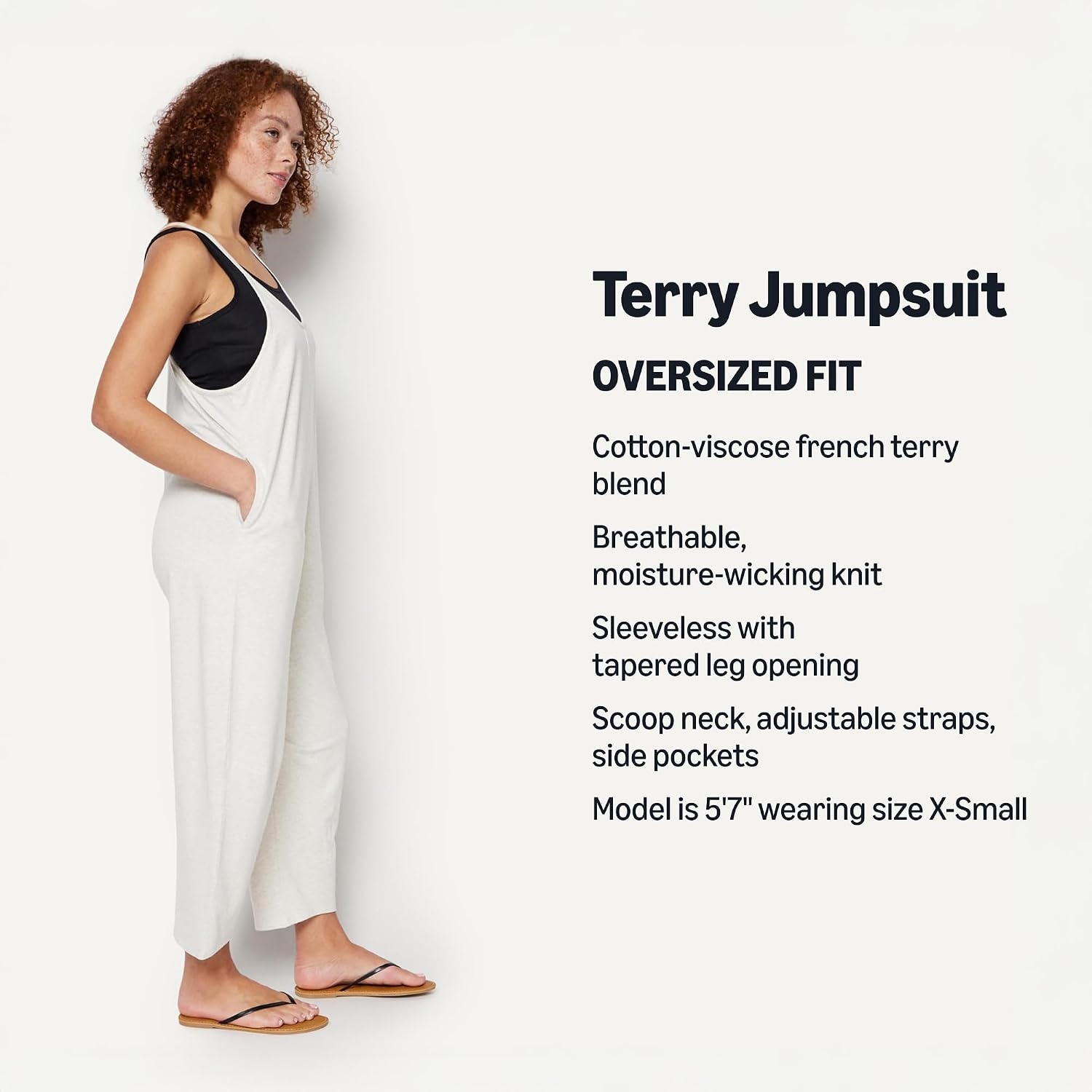 image:imageAmazon Essentials Womens OversizedFit Sleeveless JumpsuitOatmeal Heather