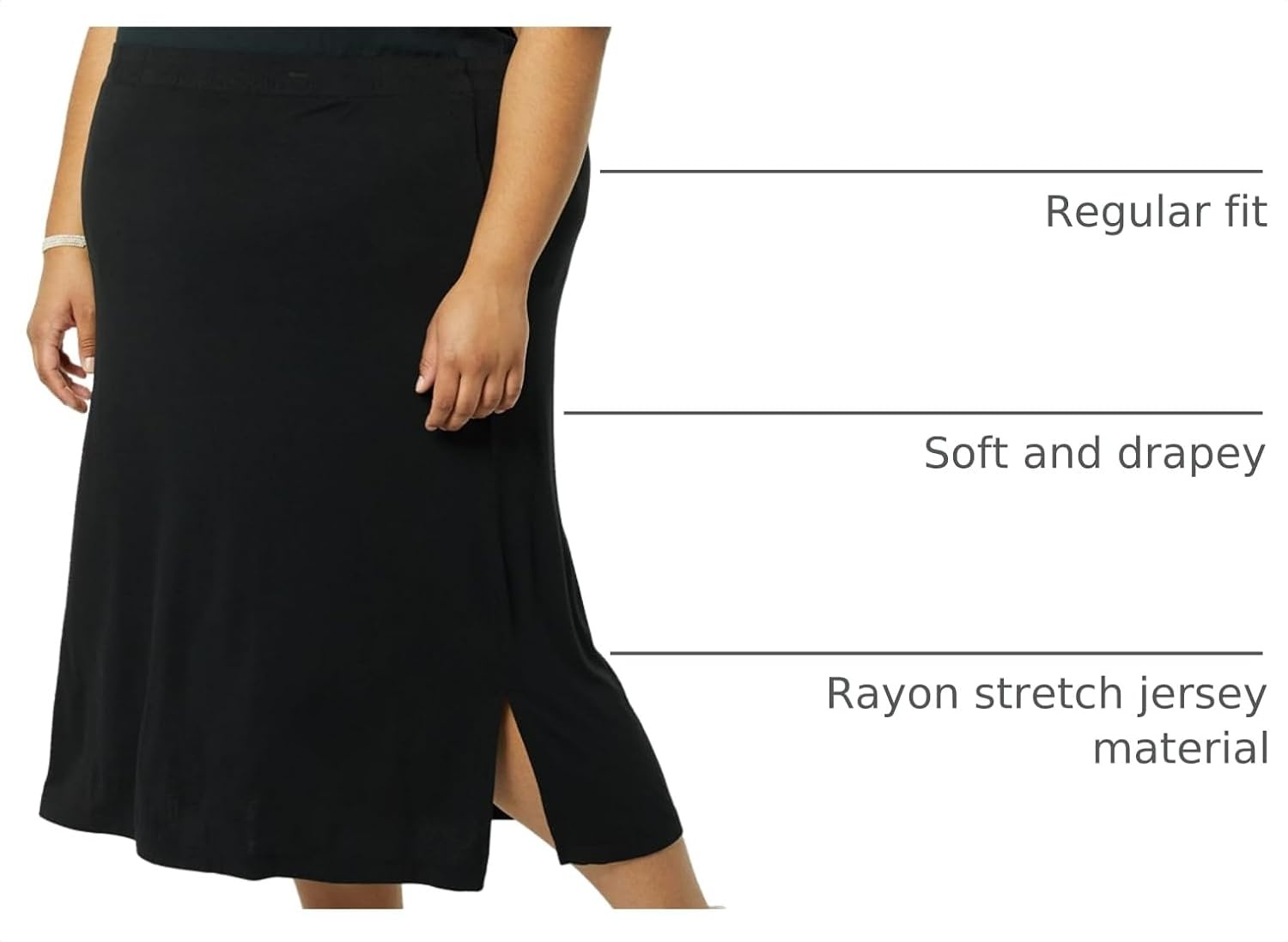image:imageAmazon Essentials Womens PullOn Knit Midi Skirt with Elastic Waist SlitsBlack
