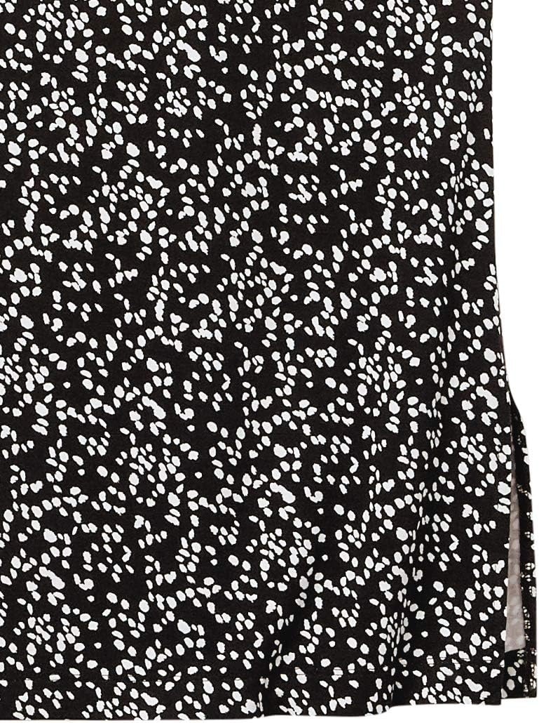image:imageAmazon Essentials Womens PullOn Knit Midi Skirt with Elastic Waist SlitsBlack White Abstract Animal