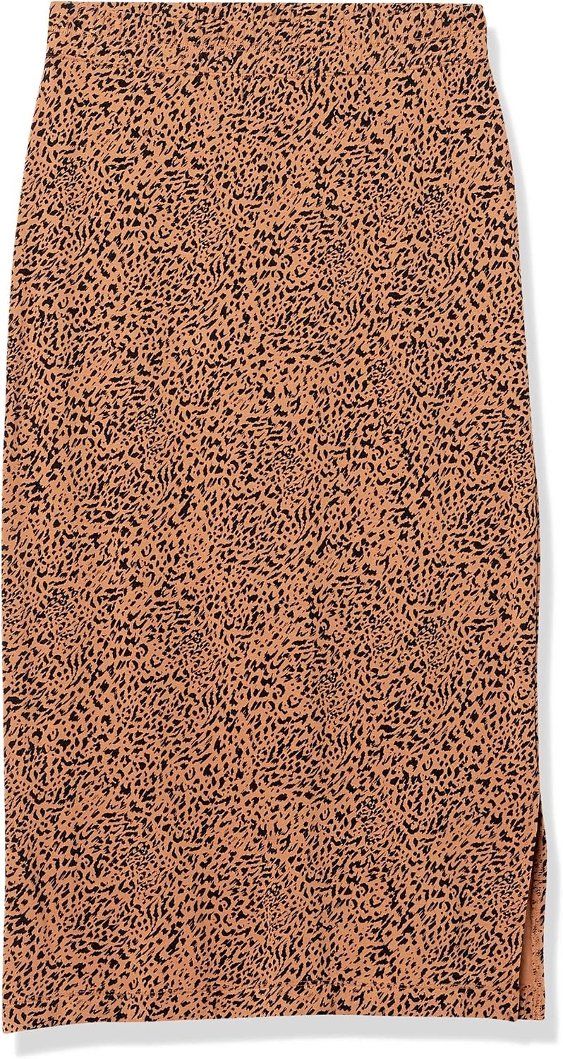 image:imageAmazon Essentials Womens PullOn Knit Midi Skirt with Elastic Waist SlitsBlack brown