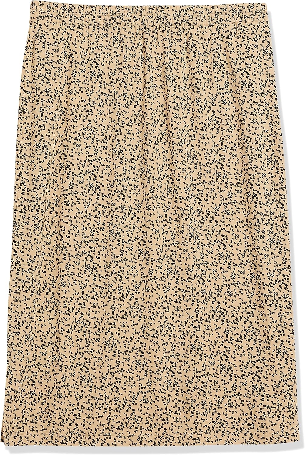image:imageAmazon Essentials Womens PullOn Knit Midi Skirt with Elastic Waist SlitsCamel Animal Dot Print