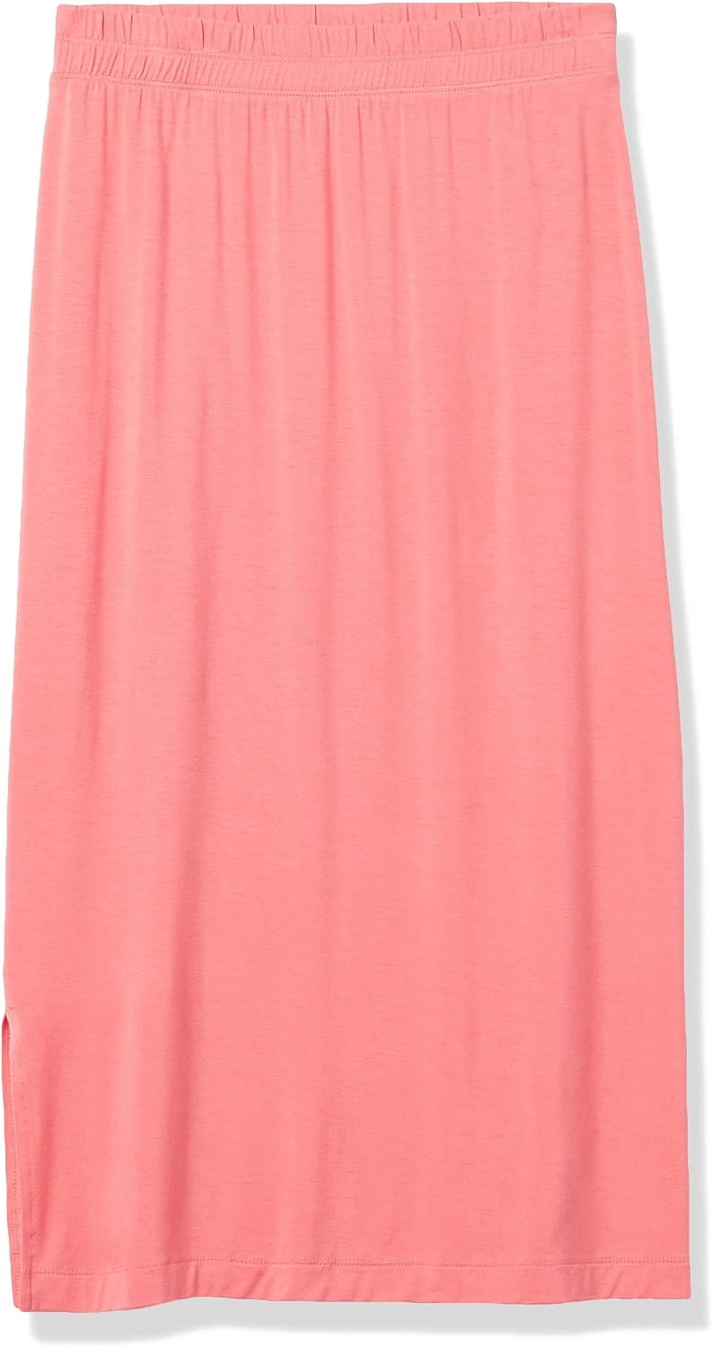 image:imageAmazon Essentials Womens PullOn Knit Midi Skirt with Elastic Waist SlitsPeach