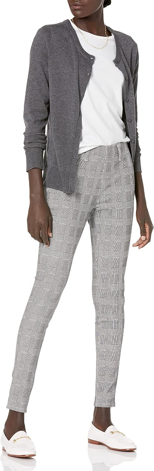 image:imageAmazon Essentials Womens PullOn Mid Rise Stretchy Knit Jegging Available in Plus SizeBlack Grey Glen Plaid