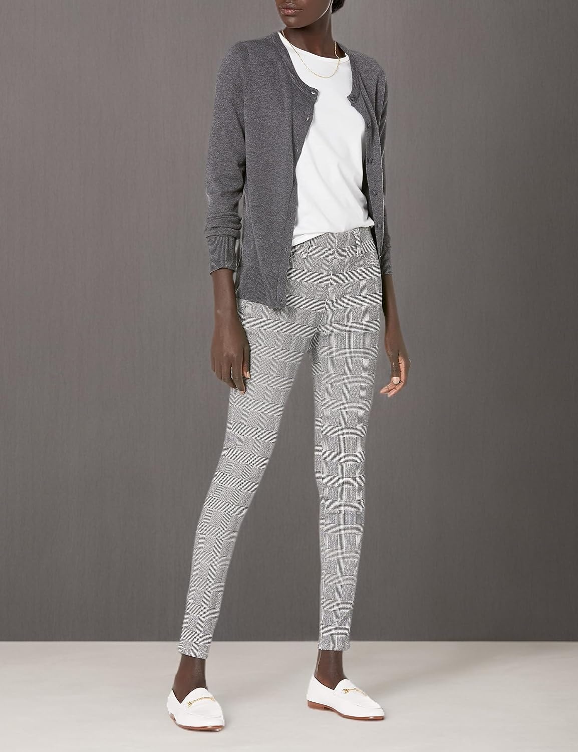 image:imageAmazon Essentials Womens PullOn Mid Rise Stretchy Knit Jegging Available in Plus SizeBlack Grey Glen Plaid