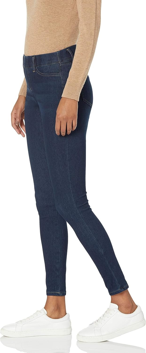 image:imageAmazon Essentials Womens PullOn Mid Rise Stretchy Knit Jegging Available in Plus SizeDark Wash