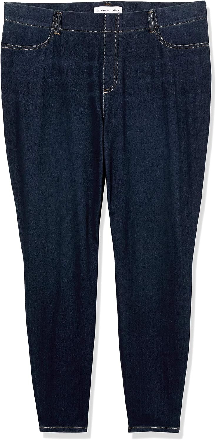 image:imageAmazon Essentials Womens PullOn Mid Rise Stretchy Knit Jegging Available in Plus SizeDark Wash