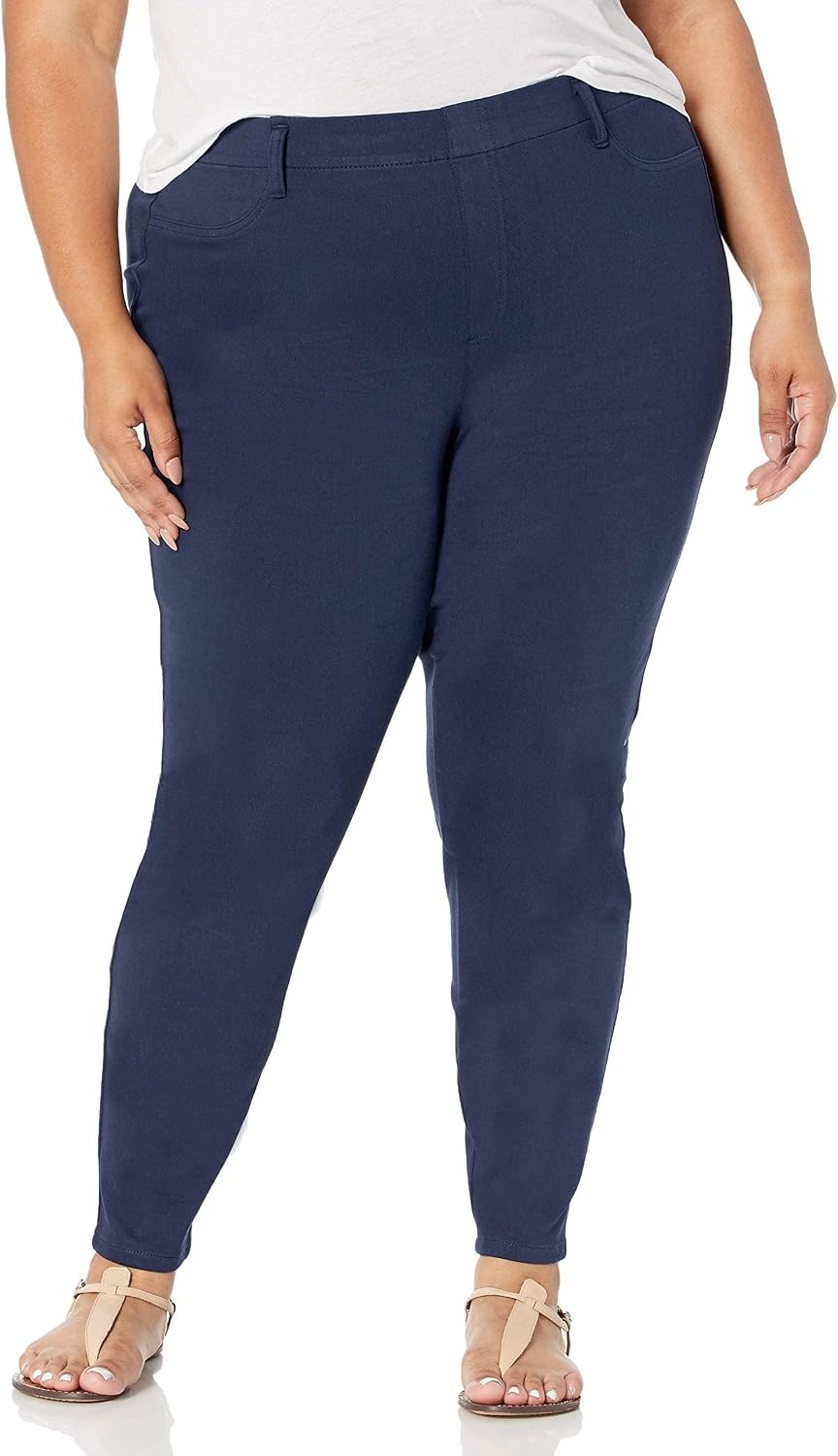 image:imageAmazon Essentials Womens PullOn Mid Rise Stretchy Knit Jegging Available in Plus SizeNavy