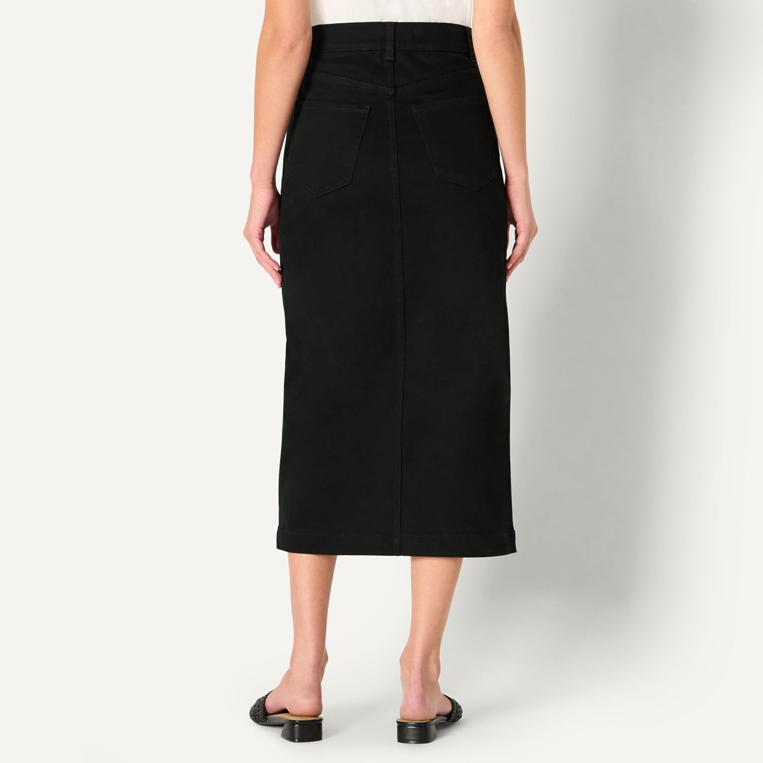image:imageAmazon Essentials Womens RegularFit HighRise Long Jean Skirt with Slight Aline Silhouette 5 Pocket StylingBlack