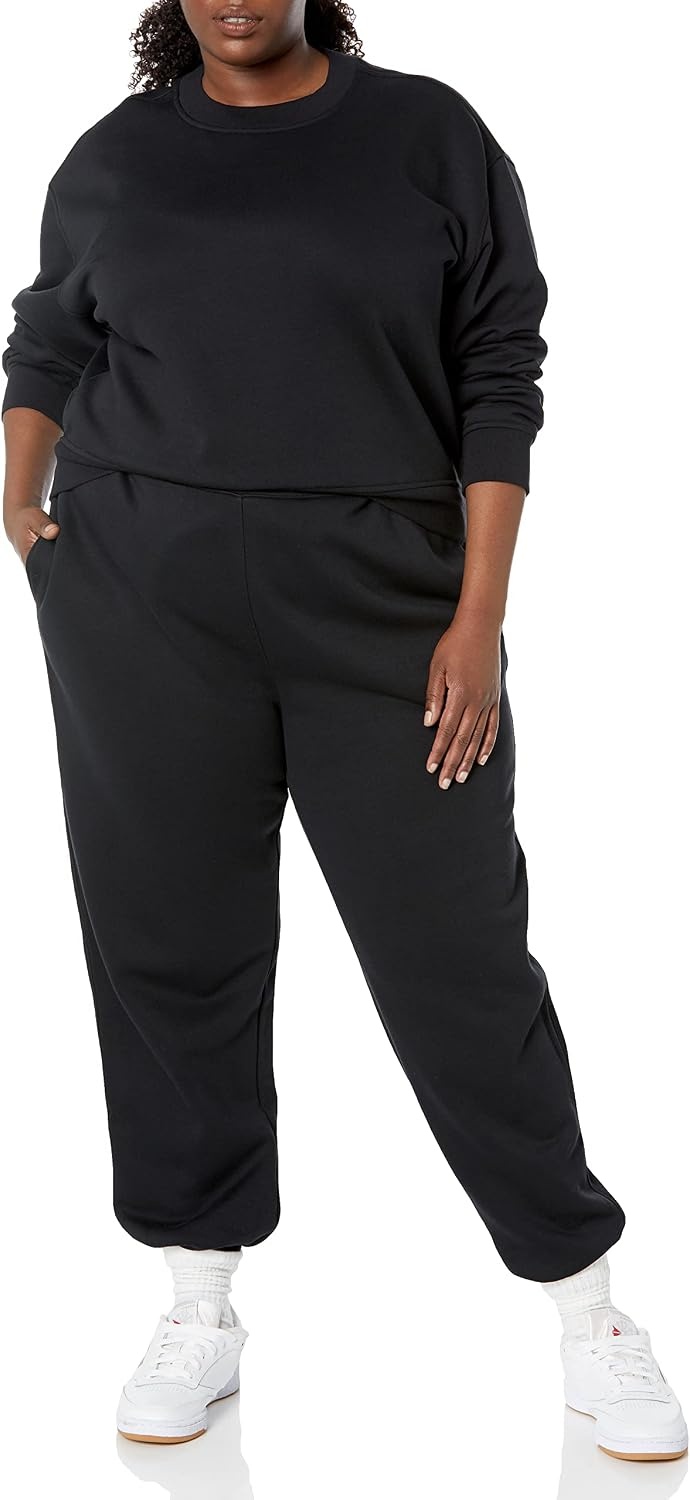 image:imageAmazon Essentials Womens Relaxed Fit Sweatpants Joggers with Elastic Waist Mid Rise Available in Plus SizeBlack