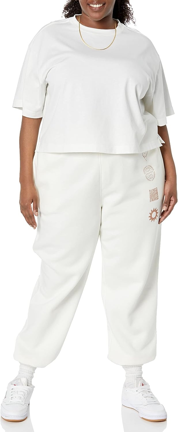 image:imageAmazon Essentials Womens Relaxed Fit Sweatpants Joggers with Elastic Waist Mid Rise Available in Plus SizeEggshell White