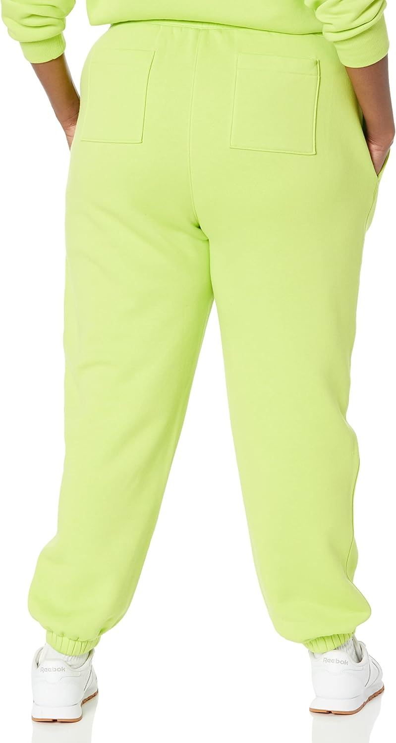 image:imageAmazon Essentials Womens Relaxed Fit Sweatpants Joggers with Elastic Waist Mid Rise Available in Plus SizeLime Green