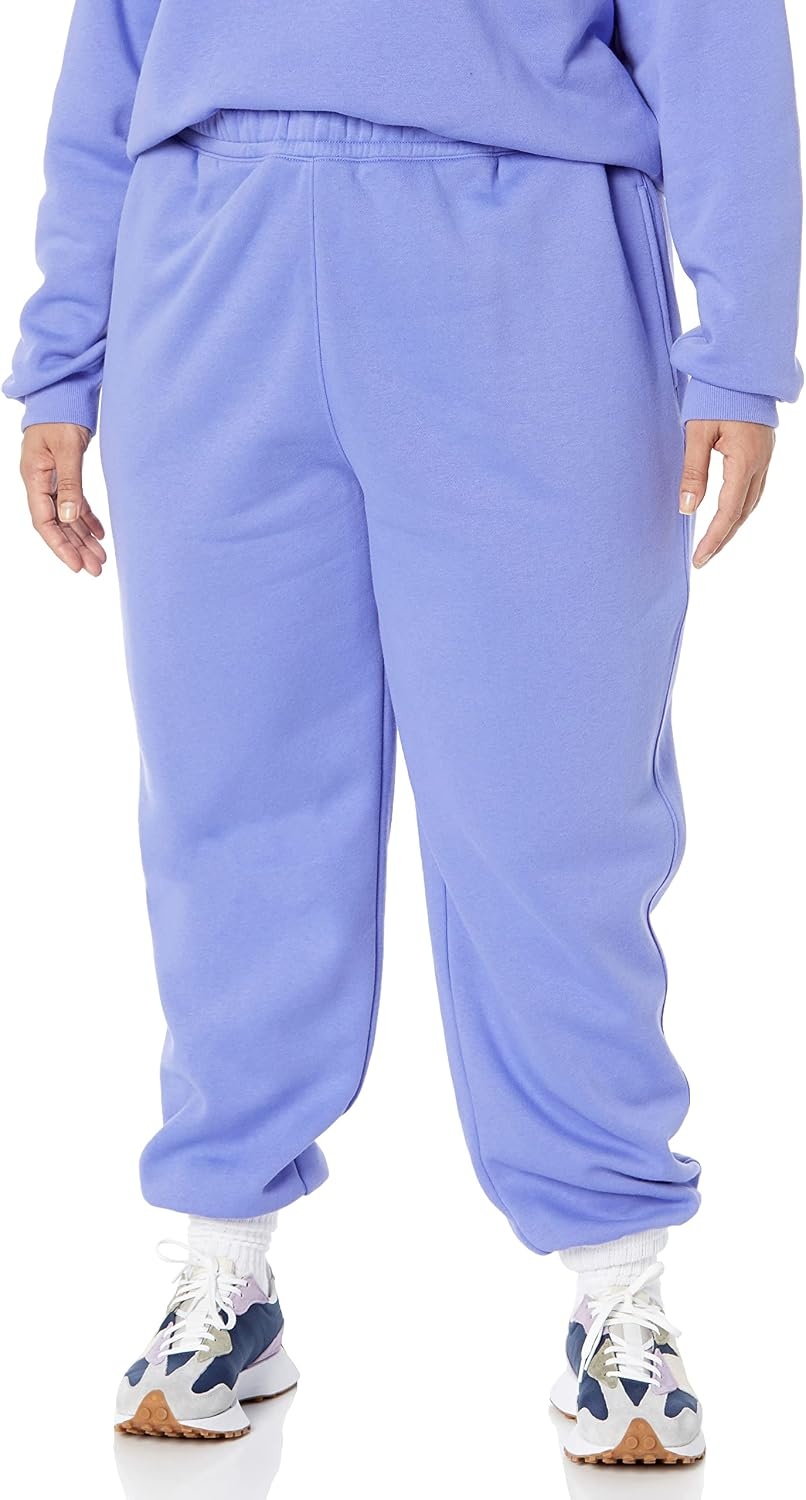 image:imageAmazon Essentials Womens Relaxed Fit Sweatpants Joggers with Elastic Waist Mid Rise Available in Plus SizePurple Blue