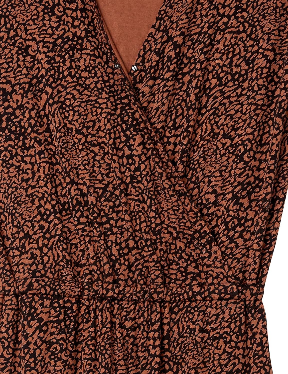 image:imageAmazon Essentials Womens ShortSleeve VNeck Surplice Cropped WideLeg Jumpsuit with Elastic WaistBrown Animal Print