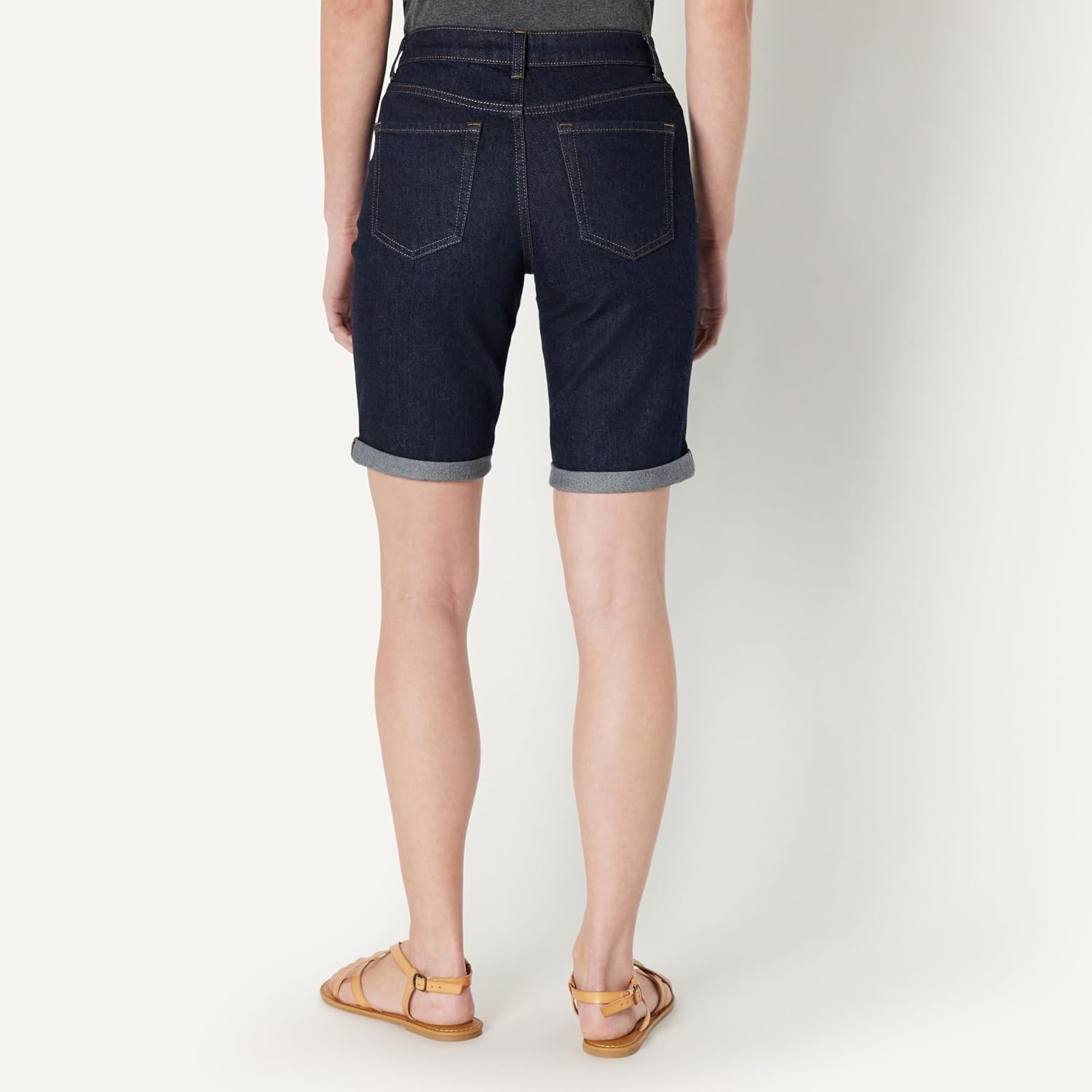 image:imageAmazon Essentials Womens Slim Fit Denim Bermuda Shorts with PocketsRinse